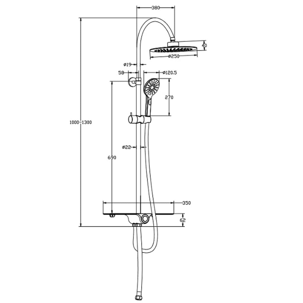 Schütte Schütte Regenuschset mit Plateau Aquastar Chromfarbener Anthacit