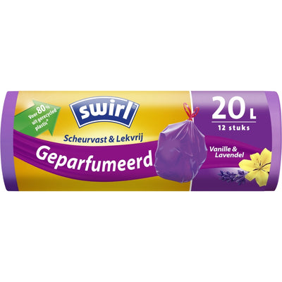 Wirbel Swirl Pedal Eimer-Beutel mit Entwurfsband Parfümierte Vanille-Lavender 20 l 12 Teile