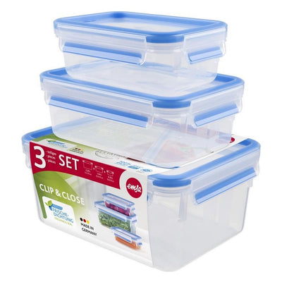 EMSA EMSA 508566 Clip Close Versholding Boxen 0,55L 1L 2,3 l 3 Teile Blau