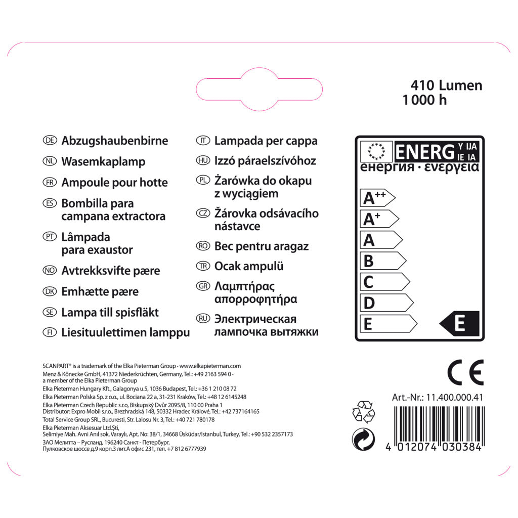 ScanPart ScanPart-Extraktor-Kaplamp E14 40W T25 2-Pa