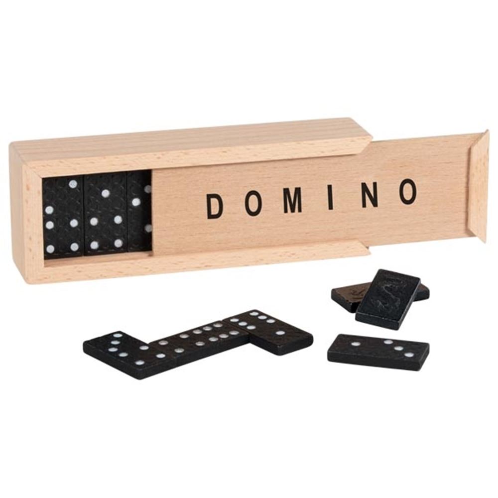 Domino-Spiel in Holzkiste. 3,8x1,9cm. 2