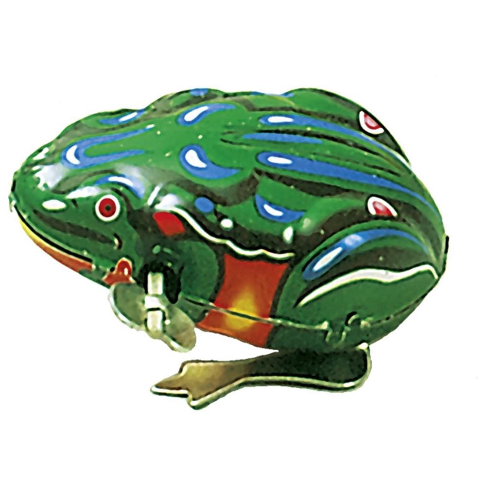 Aufziehbarer springender Frosch aus Blech. 7 cm.