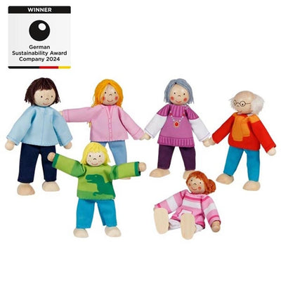 Goki Wooden Dollhouse Dolls Flexible moderne Familie, 6st.