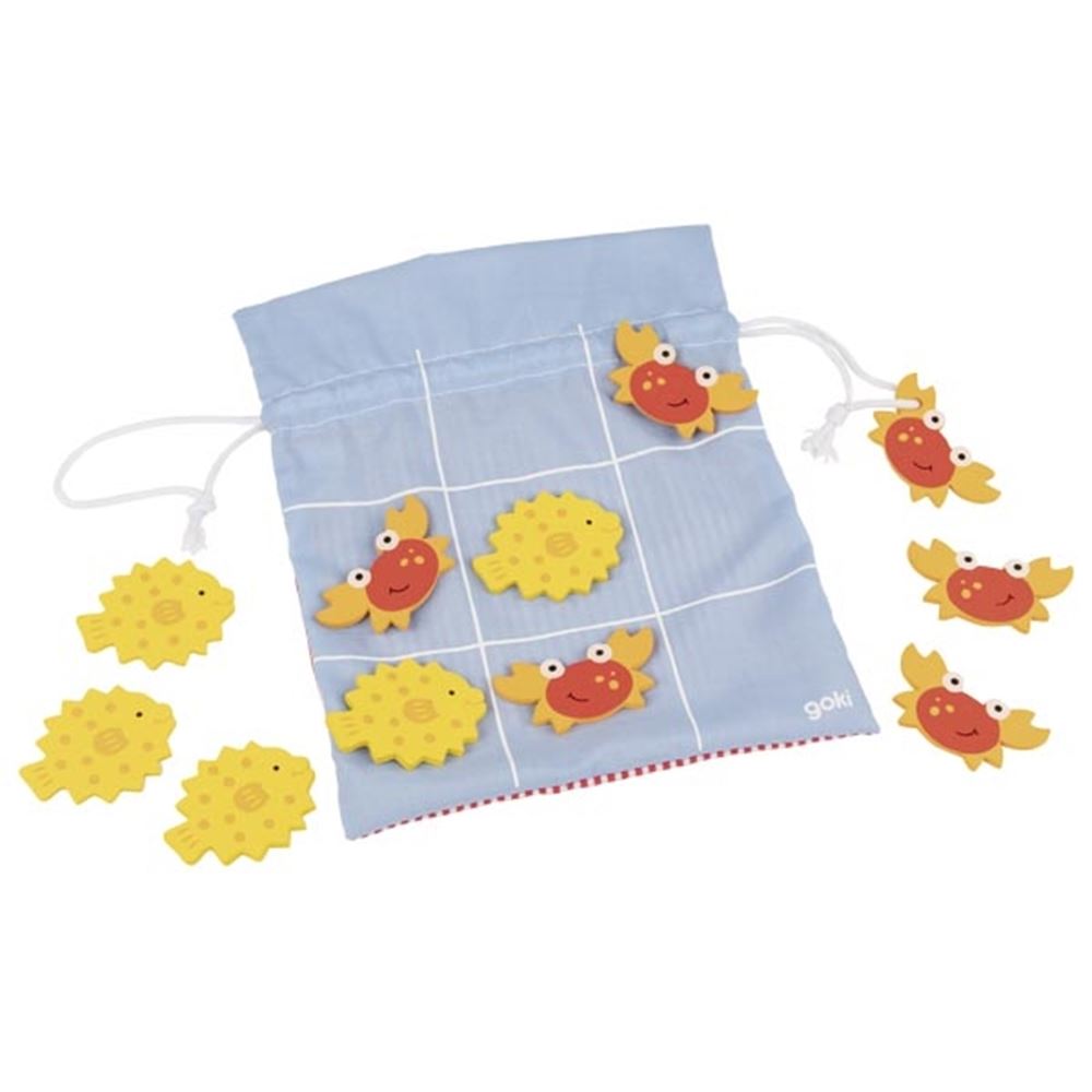 Goki Tic Tac Toe - Holz - 10 Teile - in Baumwoll-Reisetasche - 5 Jahre