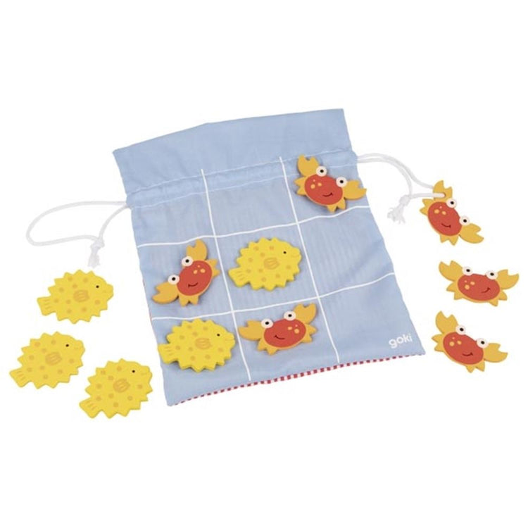 Goki Tic Tac Toe - Holz - 10 Teile - in Baumwoll-Reisetasche - 5 Jahre