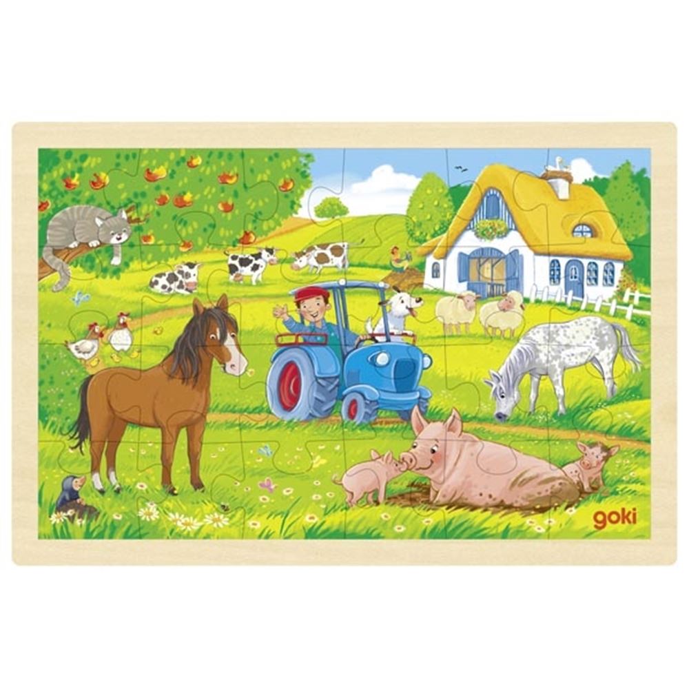 Goki Holzpuzzle Bauernhof, 24-tlg.