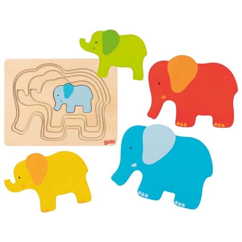 Goki Holzschicht Puzzle Elefant, 5st.