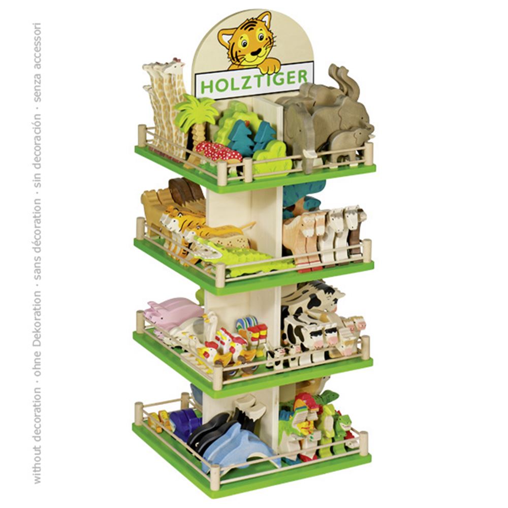 Drehbares Holztiger-Display. (leer)