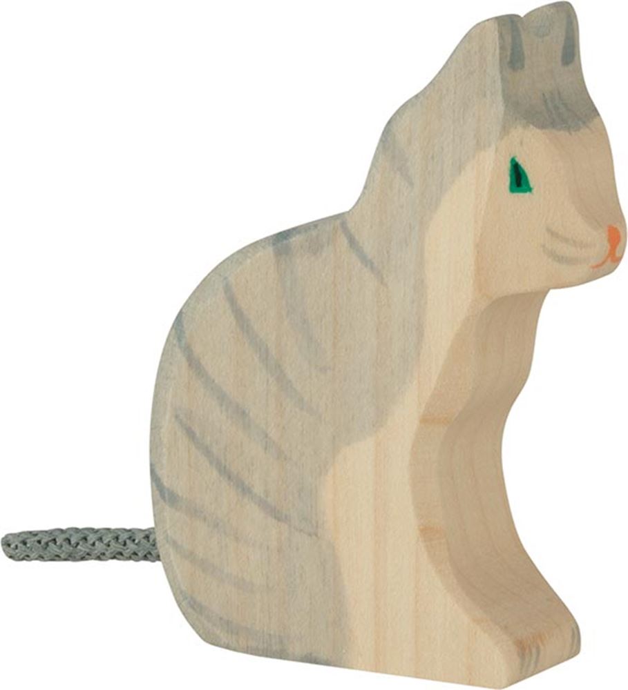 Holztigerkatze, sitzend. 7 cm.