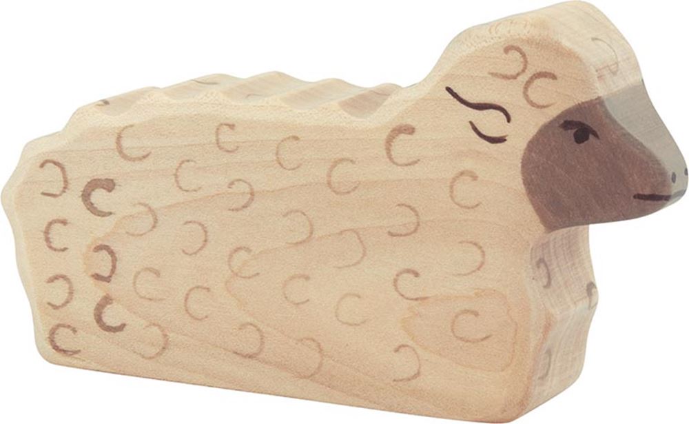 Holztiger-Schaf, liegend. 10,5 cm.
