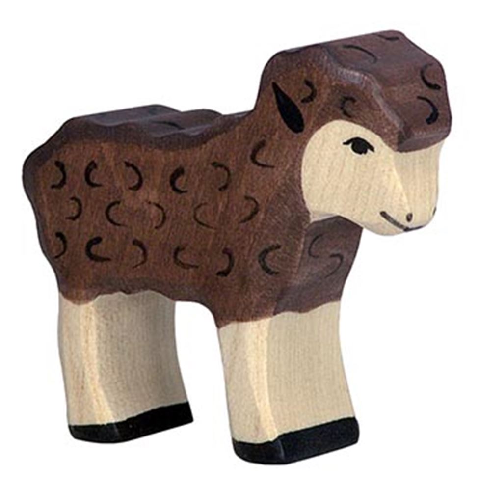 Holztiger Lamm, schwarz. 7 cm.