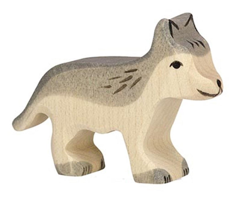 Holztiger Waldtiere - Wolf klein - 7x2x5cm - Holzfigur - handgefertigt