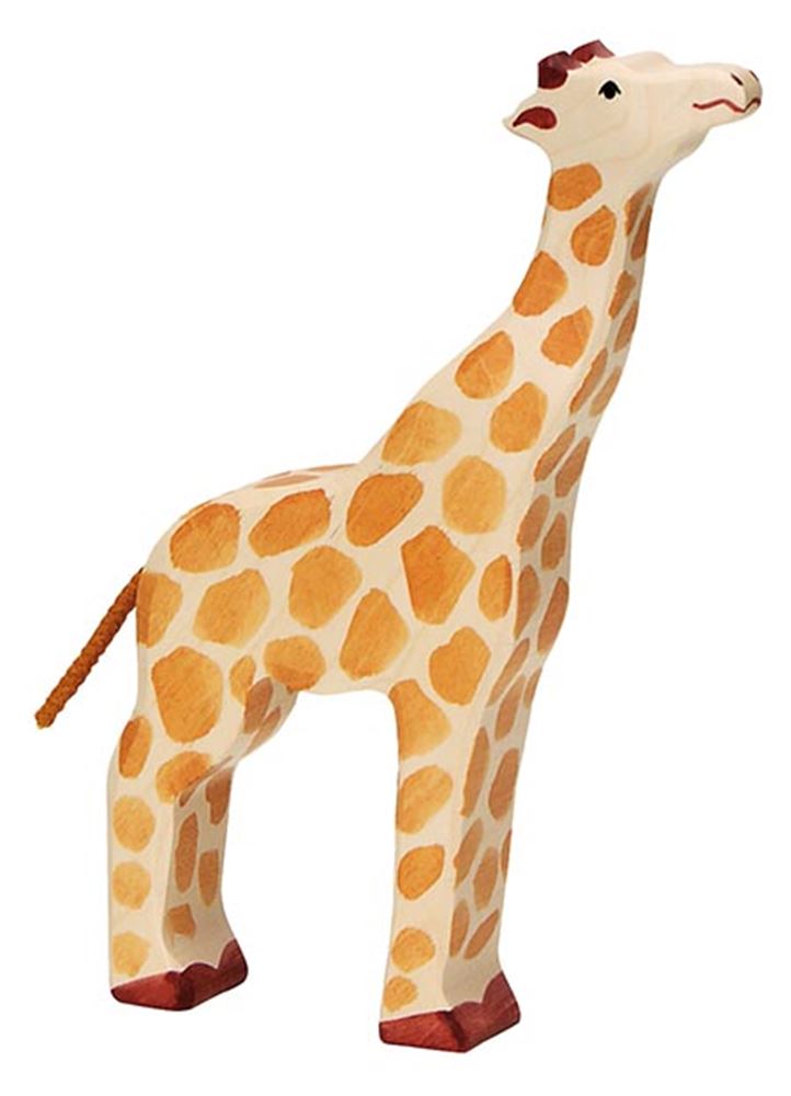 Holztiger-Giraffe, Kopf hoch. 21 cm.