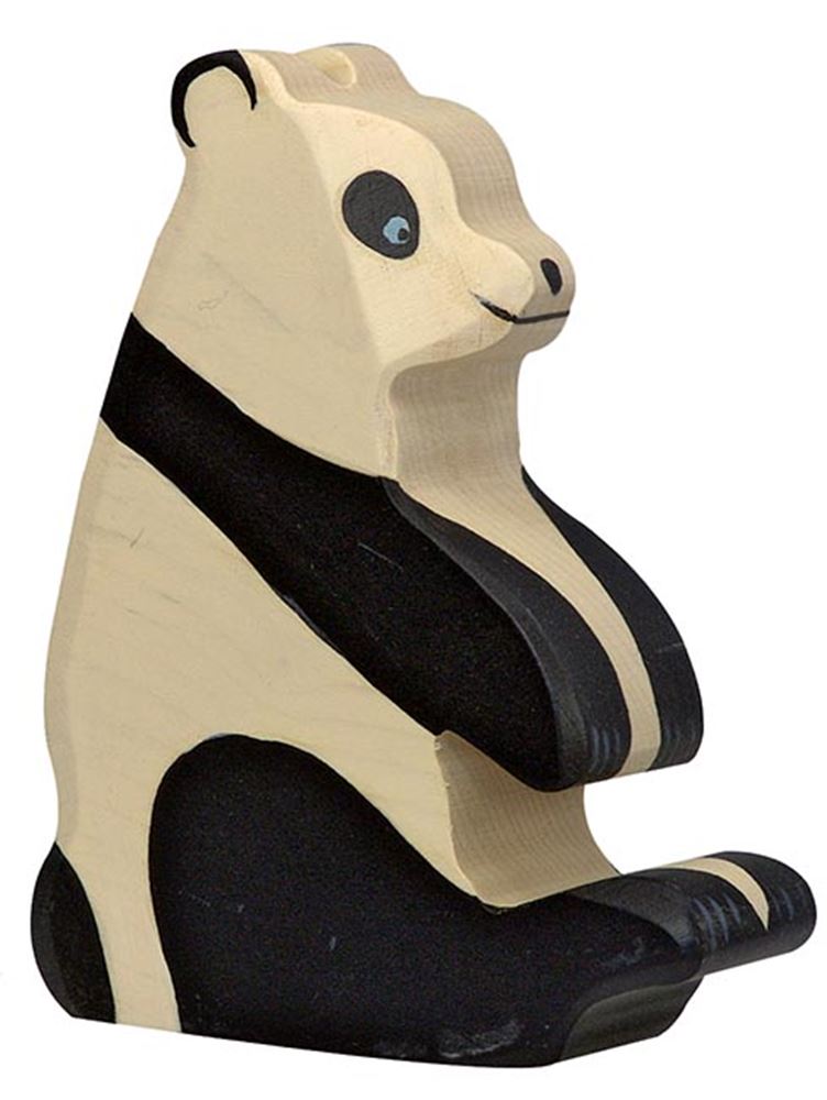 Holztiger-Pandabär, sitzend. 10 cm.