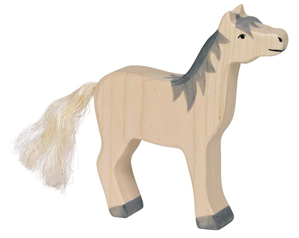 Holztigerpferd, Kopf hoch, grau m