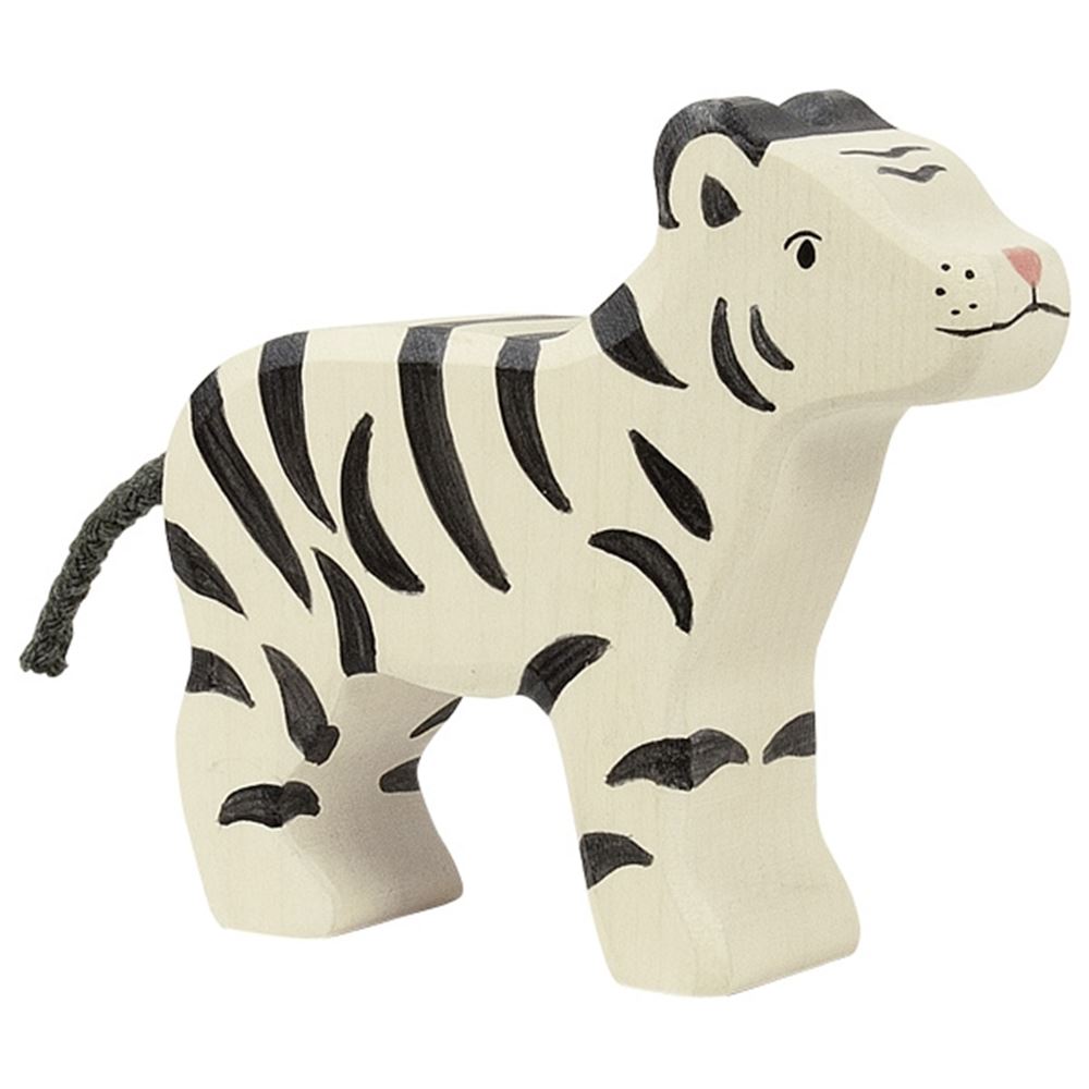 Holztiger weißer Tiger. 9x2,3x8 cm. 3+