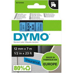 Bänder Dymo D1 Polyester 12mmx7m schwarz-blau glänzend