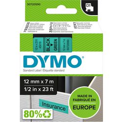 Bänder Dymo D1 Polyester 12mmx7m schwarz-grün glänzend