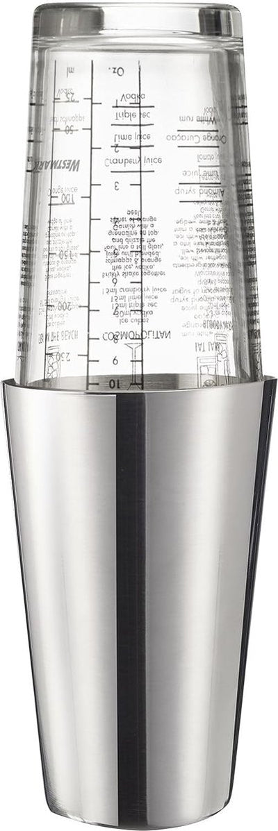 Westmark Boston Shaker Boogie – Cocktailshaker mit Skala, professioneller Cocktailmixer, Barzubehör, inklusive Rezepte – Edelstahl, 350 ml