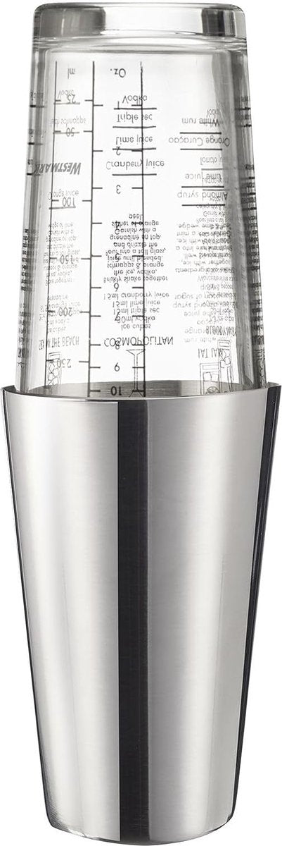 Westmark Boston Shaker Boogie – Cocktailshaker mit Skala, professioneller Cocktailmixer, Barzubehör, inklusive Rezepte – Edelstahl, 350 ml