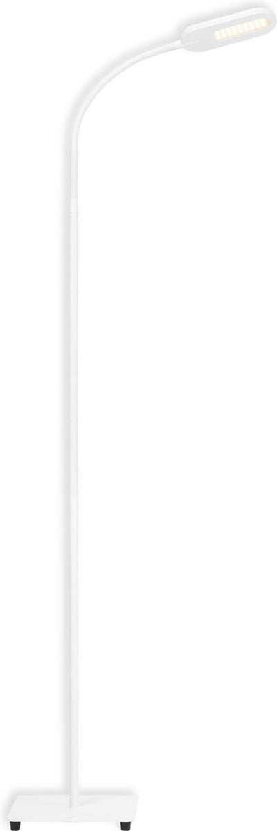 Briloner Bürotreppe – LED-Stehleuchte – weiße Stehleuchte – mit CCT-Farbtemperatursteuerung – dimmbar – mit Touch – neigbar – 128 cm