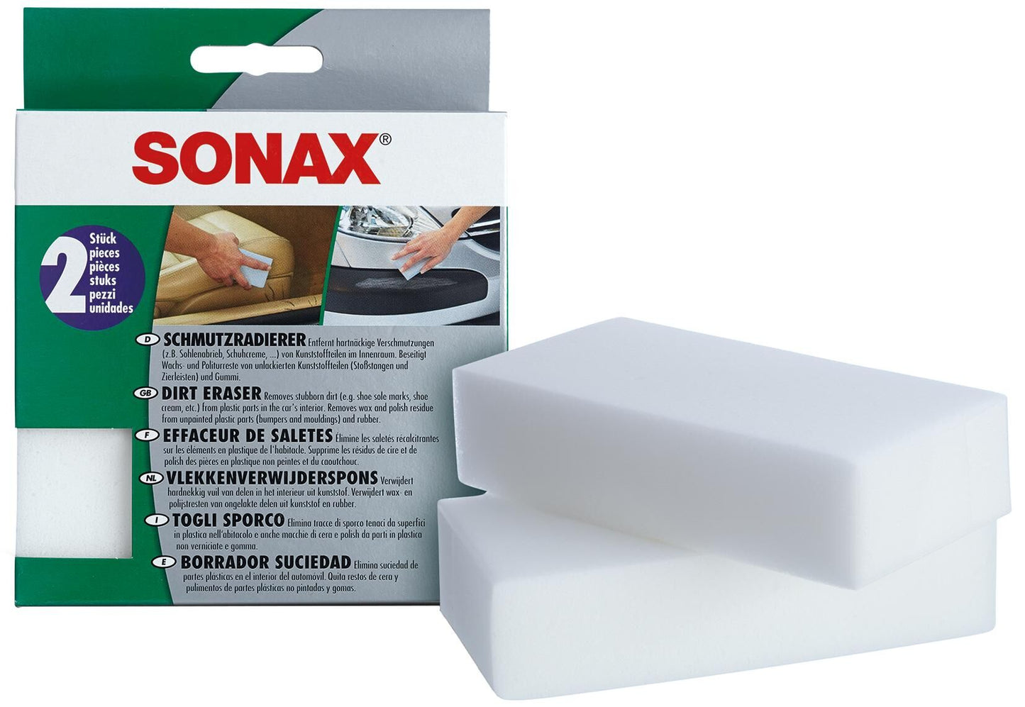 SONAX Fleckenradierer Schmutzradierer Schmutzradierer 2er-Pack