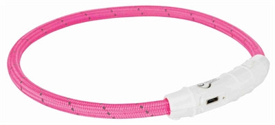 Trixie Kragen Hund Flash Light Collar USB TPU Nylon Pink