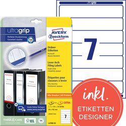 Blockout-Einsteckkarten Avery L7702-25, 192 x 39 mm, ultraweiße Farbkodierung, 7 x 25 Blatt