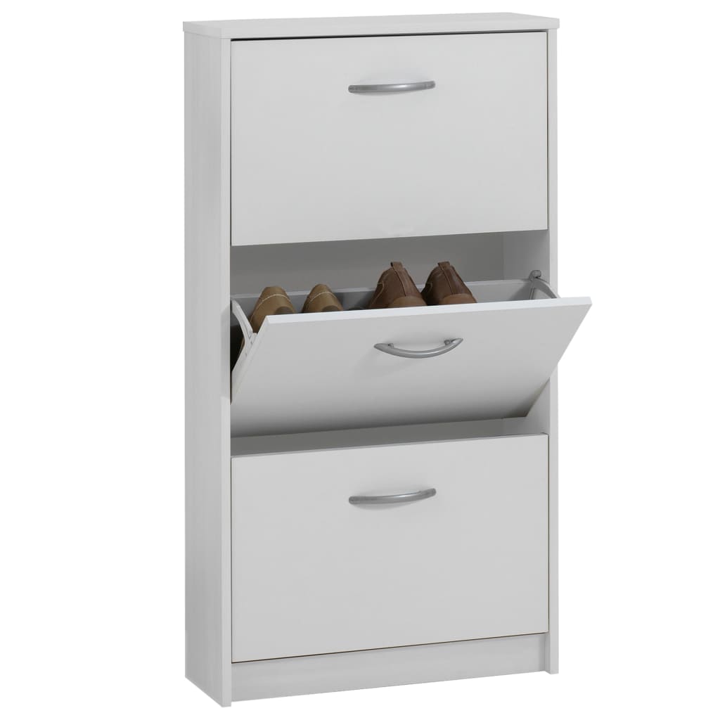 FMD FMD -Schuhschrank mit 3 Kippkompartimenten weiß
