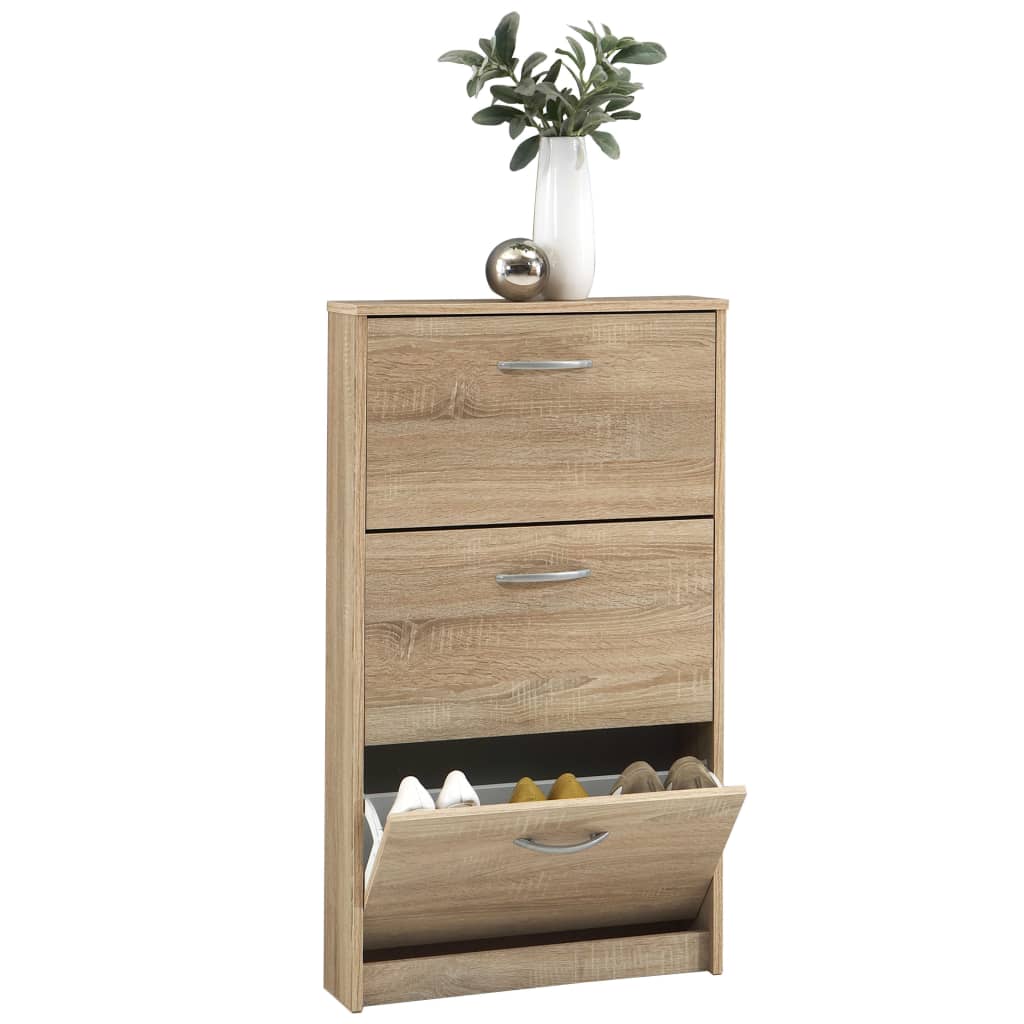 FMD FMD -Schuhschrank mit 3 Kippkompartimenten Eichen
