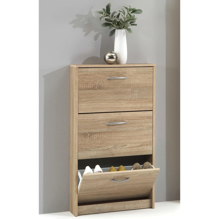 FMD FMD -Schuhschrank mit 3 Kippkompartimenten Eichen