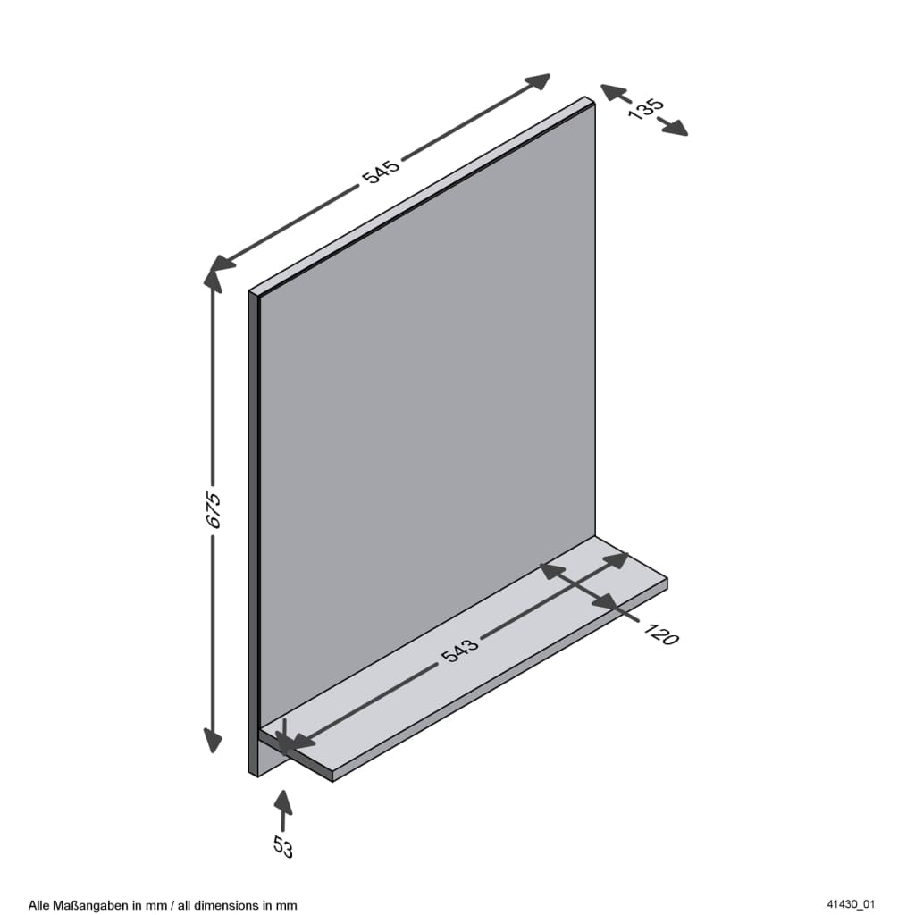 FMD FMD -Wandspiegel mit Regal 54,5 x 133,5 x 67,5 cm Artisan Eiche