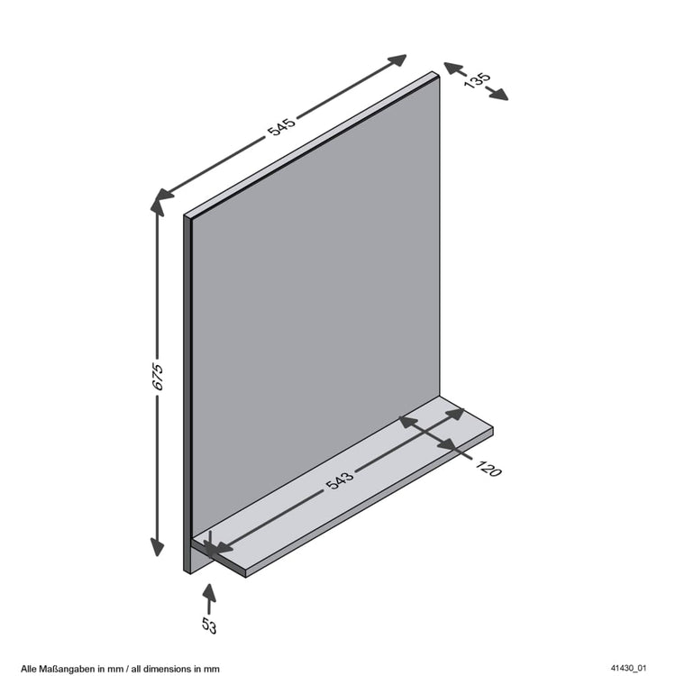 FMD FMD -Wandspiegel mit Regal 54,5 x 133,5 x 67,5 cm Artisan Eiche