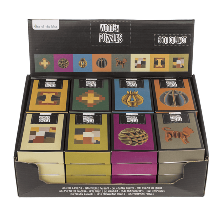 Dsp Holzpuzzle, 8-fach sortiert in Box.