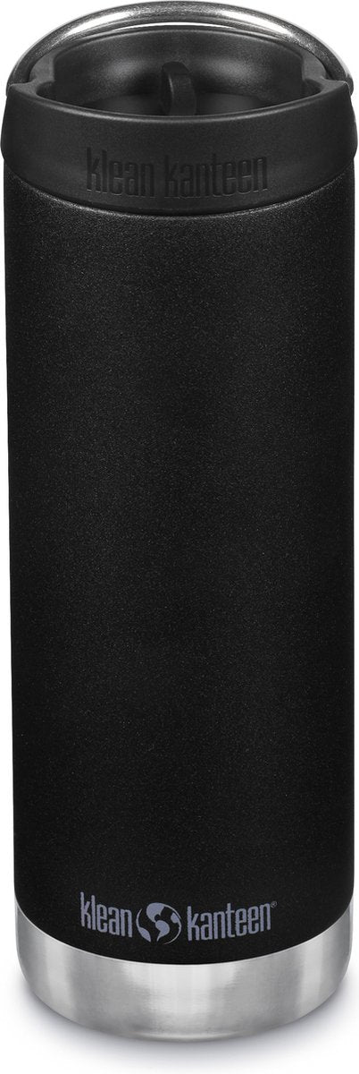 Klean Kanteen Edelstahl-Thermoskanne TK breit 473 ml (mit Café-Kappe) – Schieferschwarz – Kaffeetasse