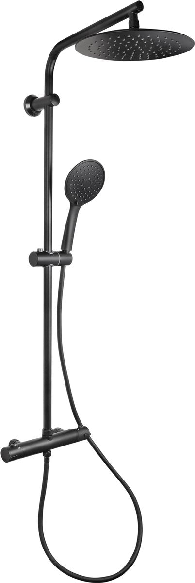 Differnz Regenbrause Thermoline – 25cm Regenbrause mit Handbrause – Aufputzmontage – mattschwarz