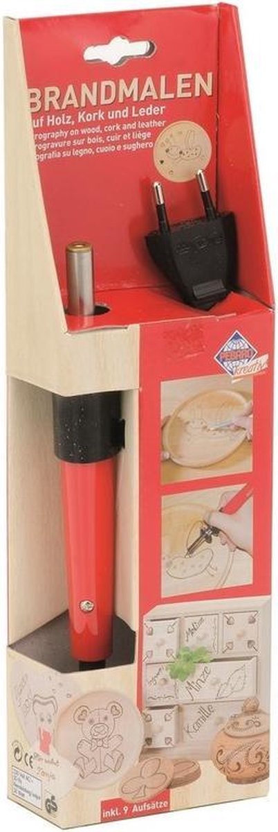 Pebaro Holzbrenner-Set – Sockel mit 9 Aufsätzen für Holz, Kork und Leder