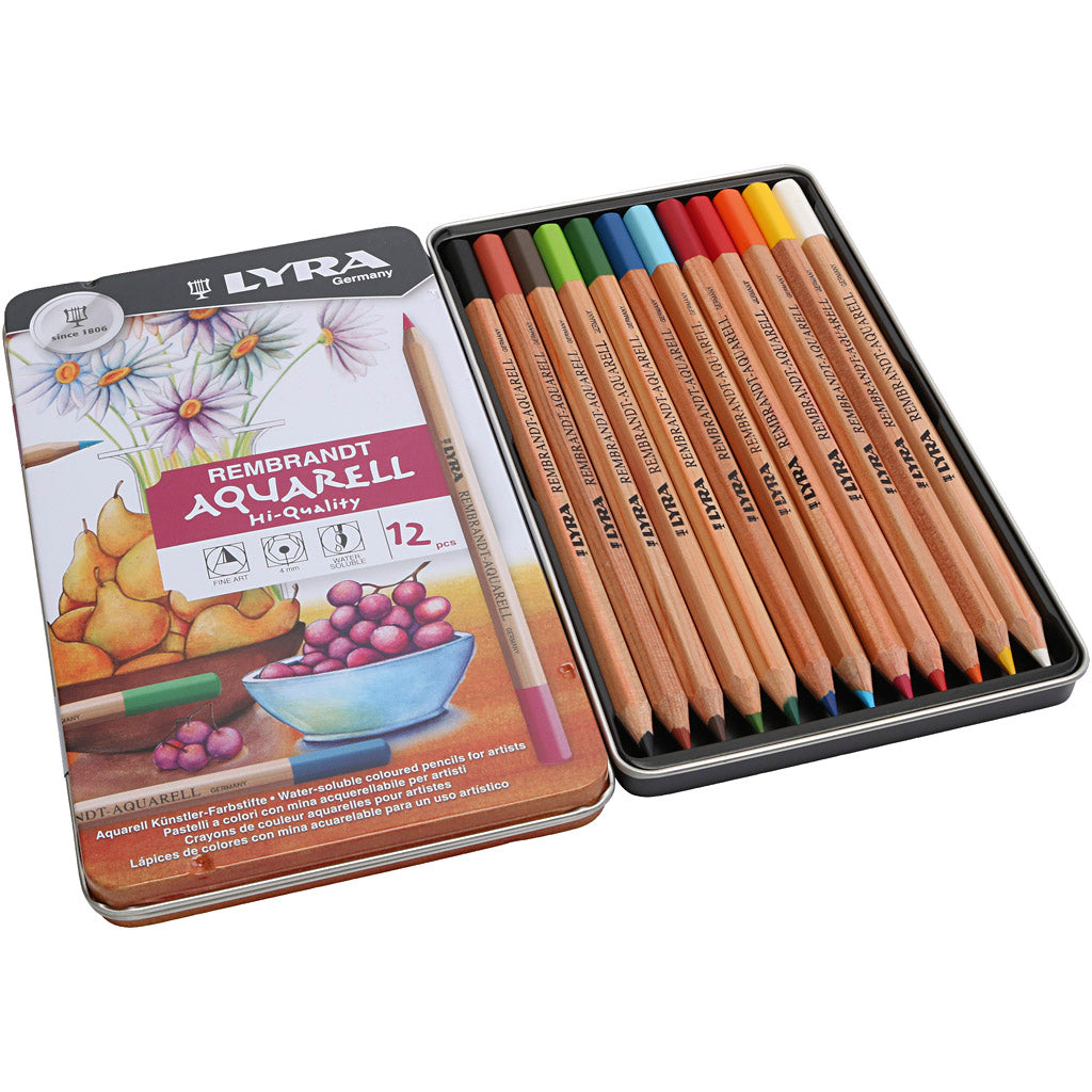 Lyra rembrandt Aquarelstifte, verschiedene Farben, 12 Stück 1 Box
