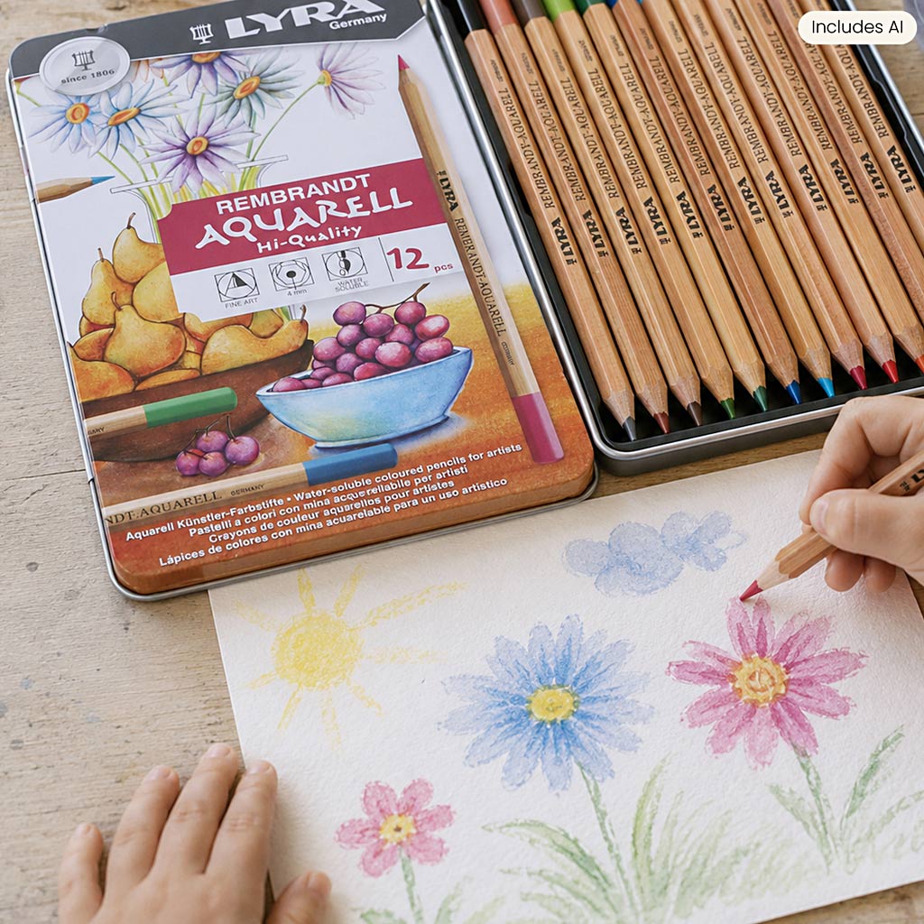Lyra rembrandt Aquarelstifte, verschiedene Farben, 12 Stück 1 Box