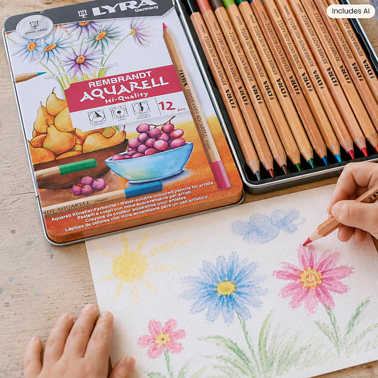Lyra rembrandt Aquarelstifte, verschiedene Farben, 12 Stück 1 Box