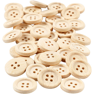 Creativ Company Holzknöpfe, D 18 mm, 4 Löcher, 40 Stück 1 Box