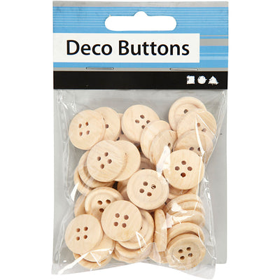 Creativ Company Holzknöpfe, D 18 mm, 4 Löcher, 40 Stück 1 Box
