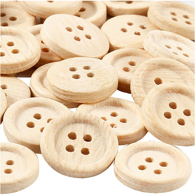 Creativ Company Holzknöpfe, D 23 mm, 4 Löcher, 30 Stück, 1 Box