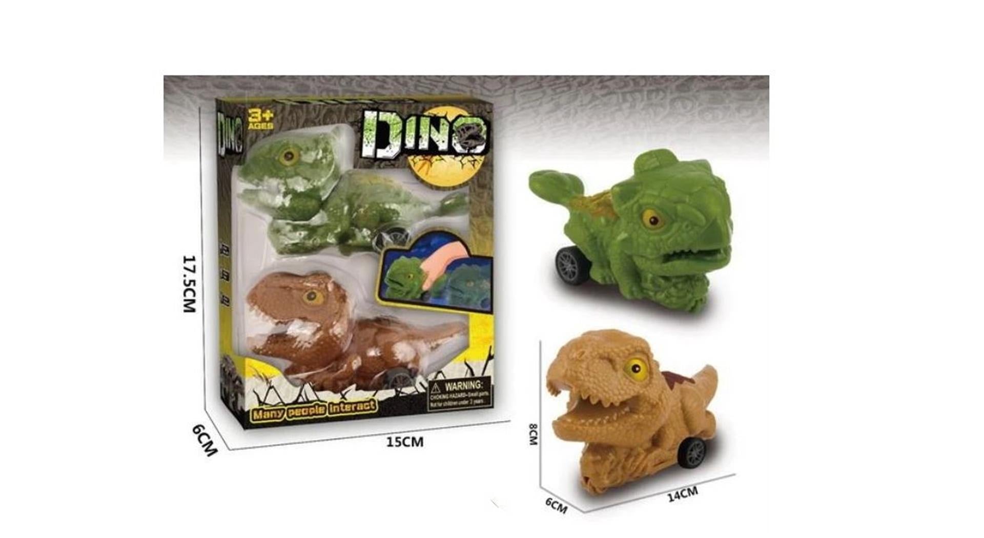 Dino-Auto-Reibungsset, 2-teilig, 13 cm