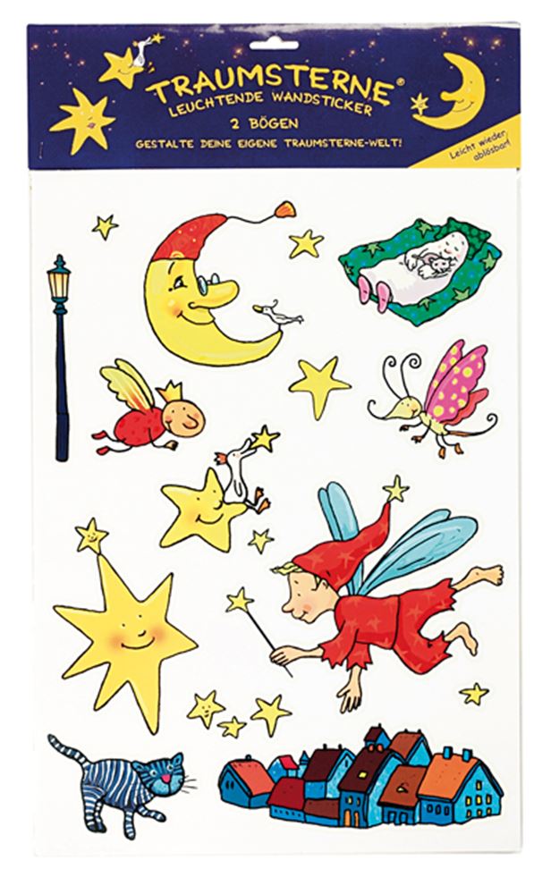 Traumsterne: Wandsticker Leuchten (6 Stück).