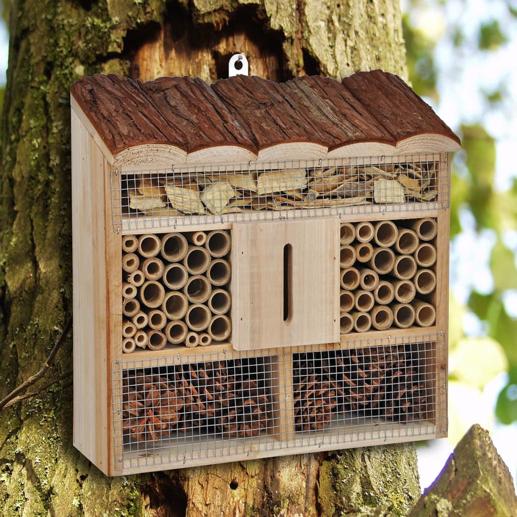 Hallo hi Insectenhotel 30x9.5x30 cm Holz Naturel