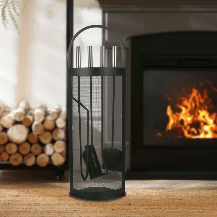 Hallo 5-teiliger Kamin-Set 23x14.8x66 cm Schwarz