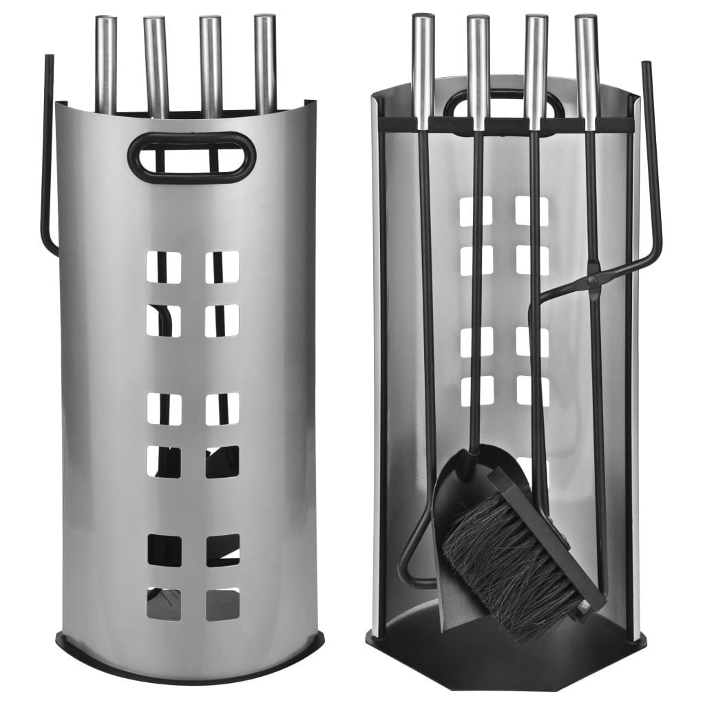 Hallo 5-teiliger Kamin-Set 23x15x52 cm silberfarben