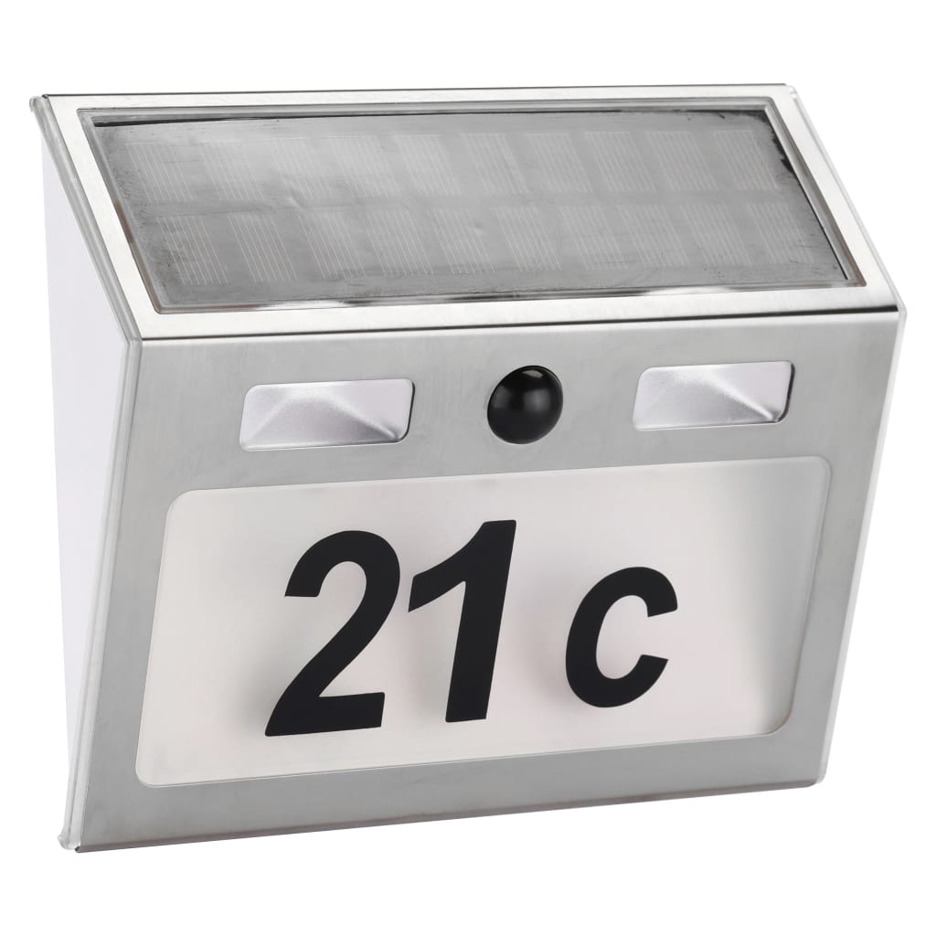 Hi hi House number Lampe Solar LED Silberfarbe