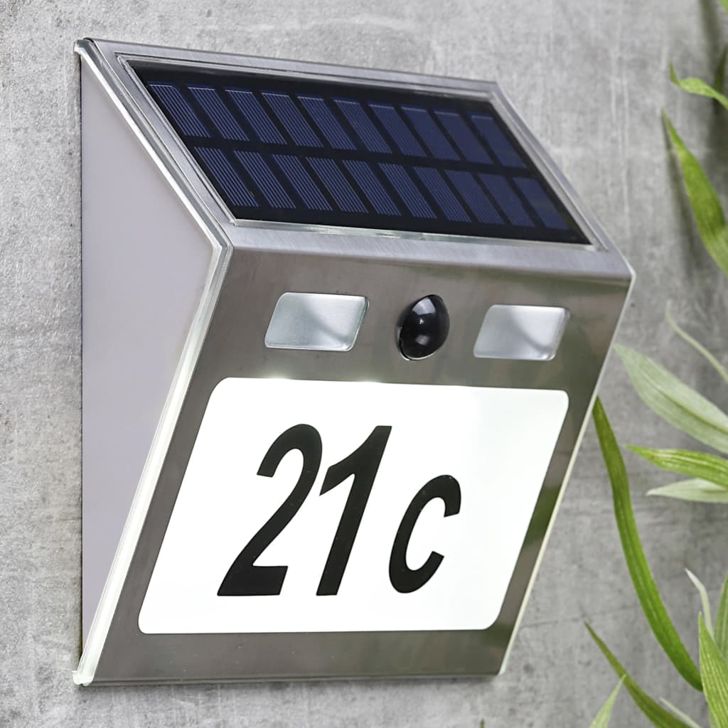 Hi hi House number Lampe Solar LED Silberfarbe